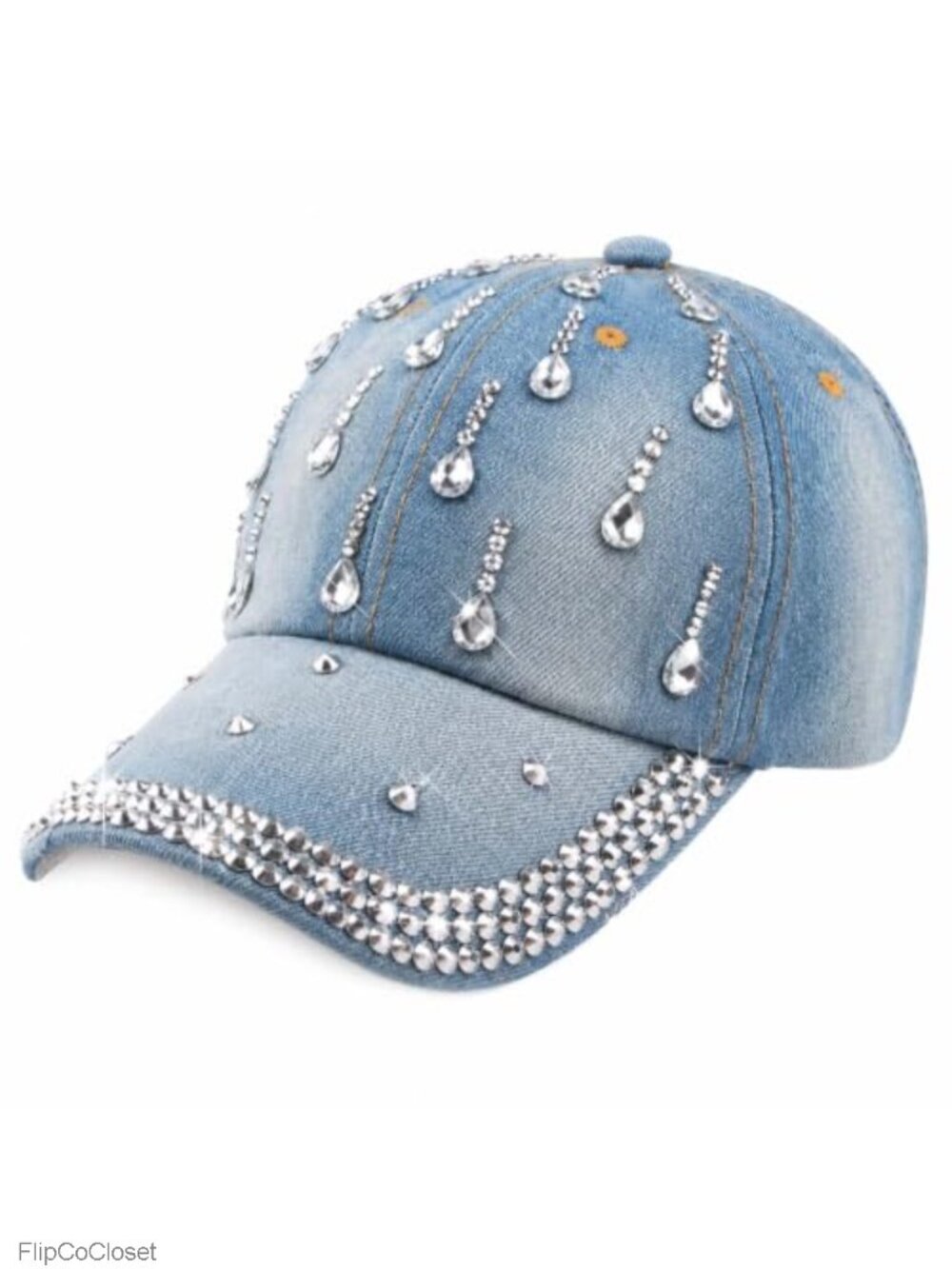 Jean Denim Baseball Cap Women Rhinestone Bling Hip Hop Adjustable Sparkly